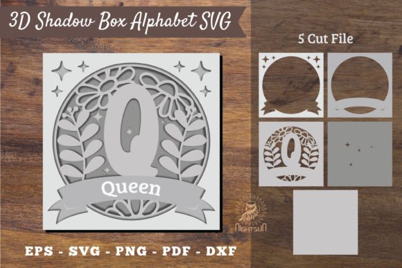 Floral Alphabet Shadow Box - Letter Q
