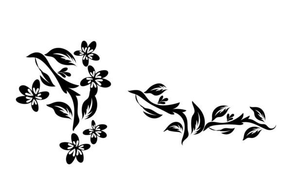 Floral Branch and Minimalist Flowers