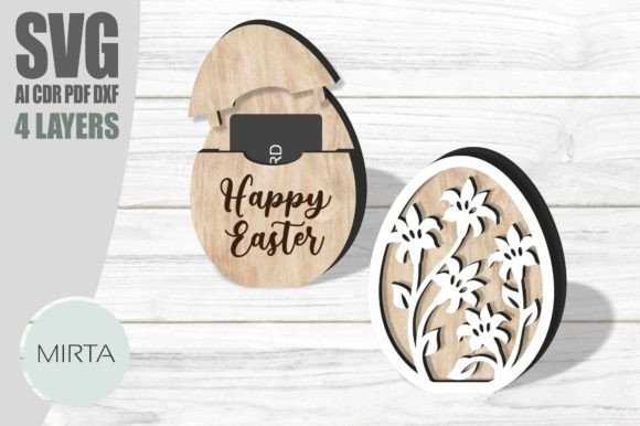 Floral Egg Gift Card Holder Svg Laser