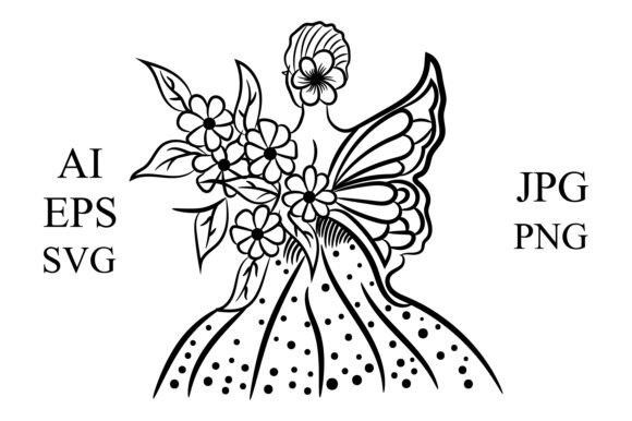 Floral Fairy Butterfly Lady Design Art