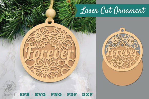 Floral Forever Laser Cut Ornament SVG