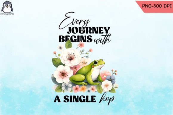 Floral Frog Sublimation Design PNG