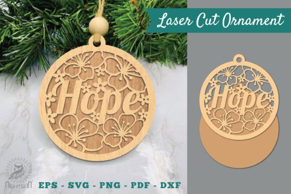 Floral Hope Laser Cut Ornament SVG