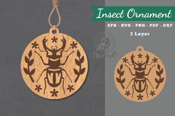 Floral Insect Laser Cut Ornament SVG 3