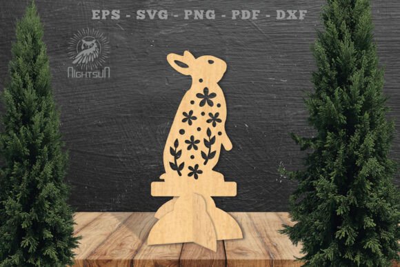 Floral Rabbit Laser Cut Home Decor SVG 1