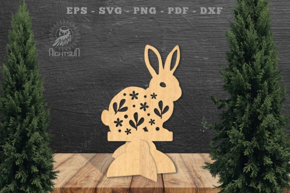 Floral Rabbit Laser Cut Home Decor SVG 5