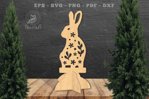 Floral Rabbit Laser Cut Home Decor SVG 6