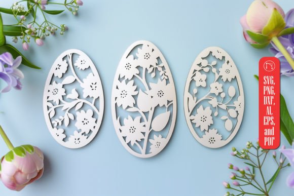 Laser Cut Easter Floral Egg SVG Cut File