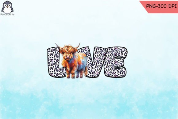 Love Floral Cow Sublimation PNG