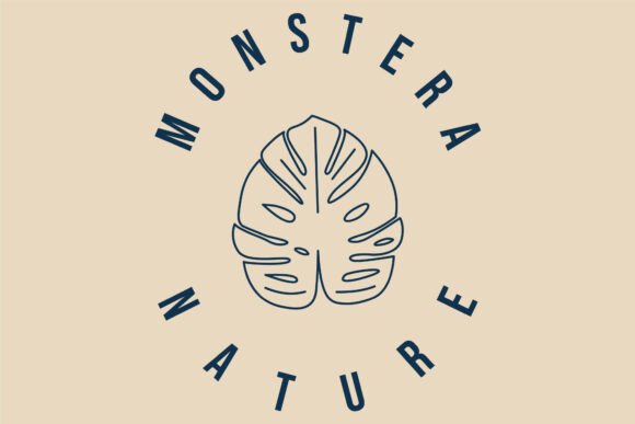 Monstera Leaf Nature Line Art Logo