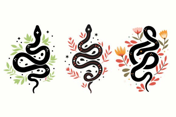 Mystical Black Snake Silhouette