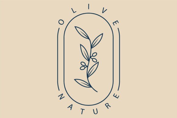 Olive Oil Leaf Logo Line Art, Nature