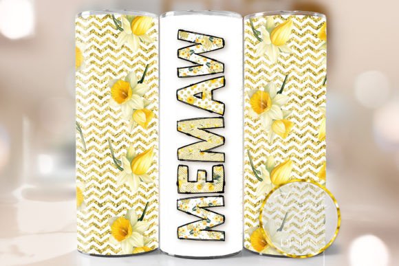 Spring Floral Memaw Tumbler Wrap PNG