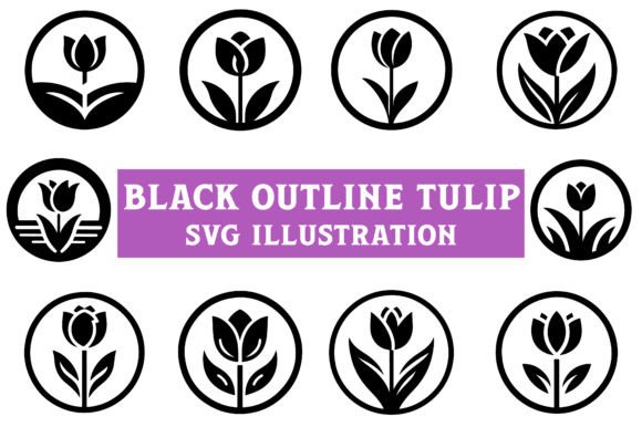 Tulip Flower Icon Set Illustration