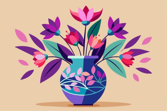 Vase with Pink and Purple Flowers