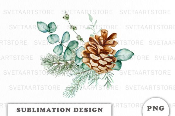 Watercolor Christmas Bouquet Sublimation