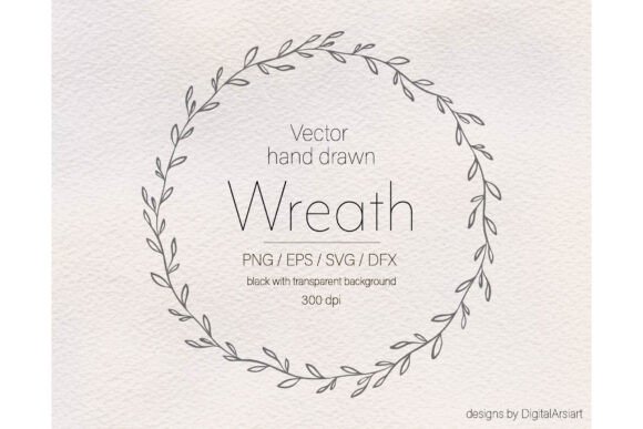 Wreath Vector Hand Drawn Botanical